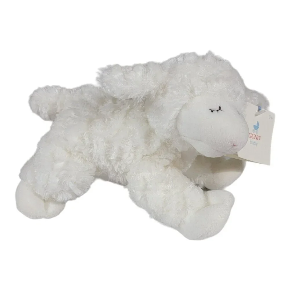 Baby Gund WINKY Lamb Sheep White Stuffed Plush Animal Toy Rattle #58133 8” Lovey